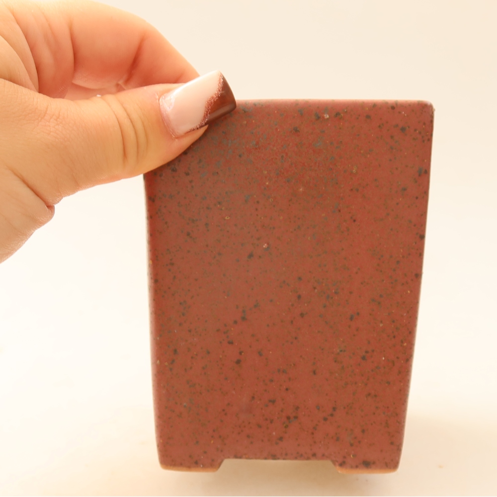 Ceramic bonsai pot, 7.5 x 7.5 x 10 cm, pink