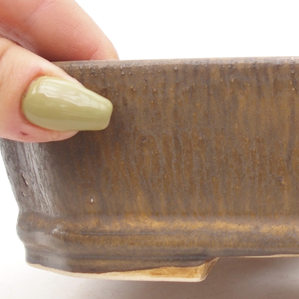Ceramic bonsai bowl 17 x 14,5 x 5 cm, color brown