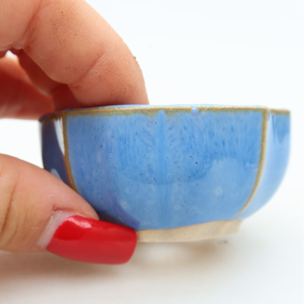 Ceramic bonsai pot, 5.5 x 5.5 x 3 cm, blue