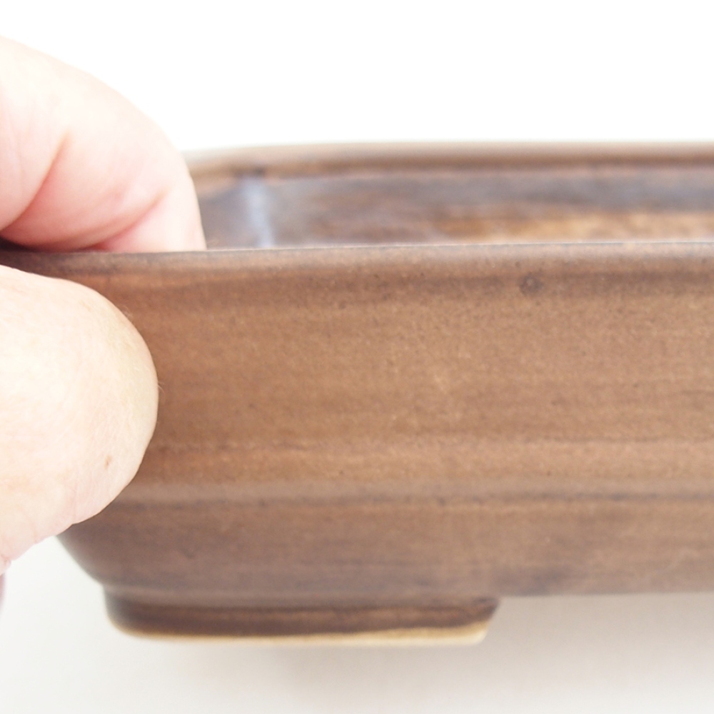Ceramic bonsai bowl 21,5 x 17,5 x 5,5 cm, brown