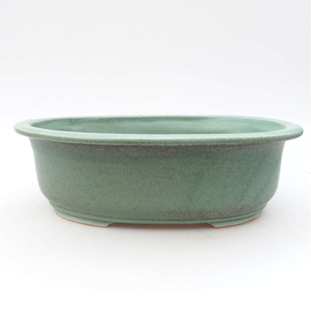 Ceramic bonsai bowl 23 x 19,5 x 7 cm, color green