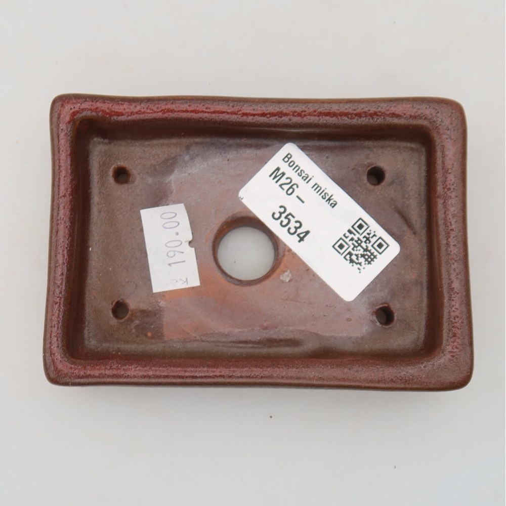 Ceramic bonsai pot, 10 x 7 x 2 cm, burgundy