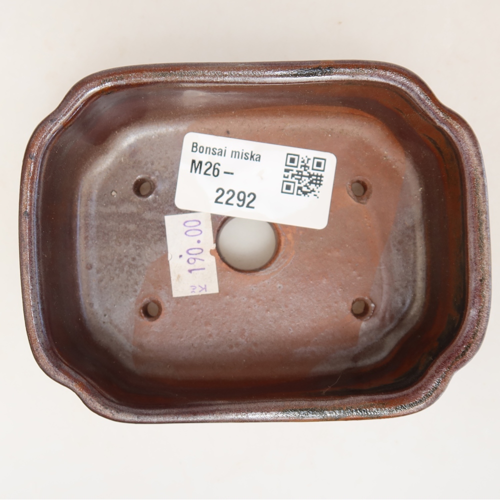 Ceramic bonsai pot, 10.5 x 8 x 4 cm, brown