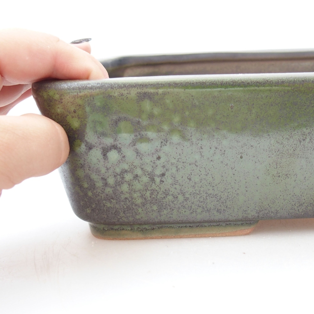 Ceramic bonsai bowl 26,5 x 20,5 x 6,5 cm, color green