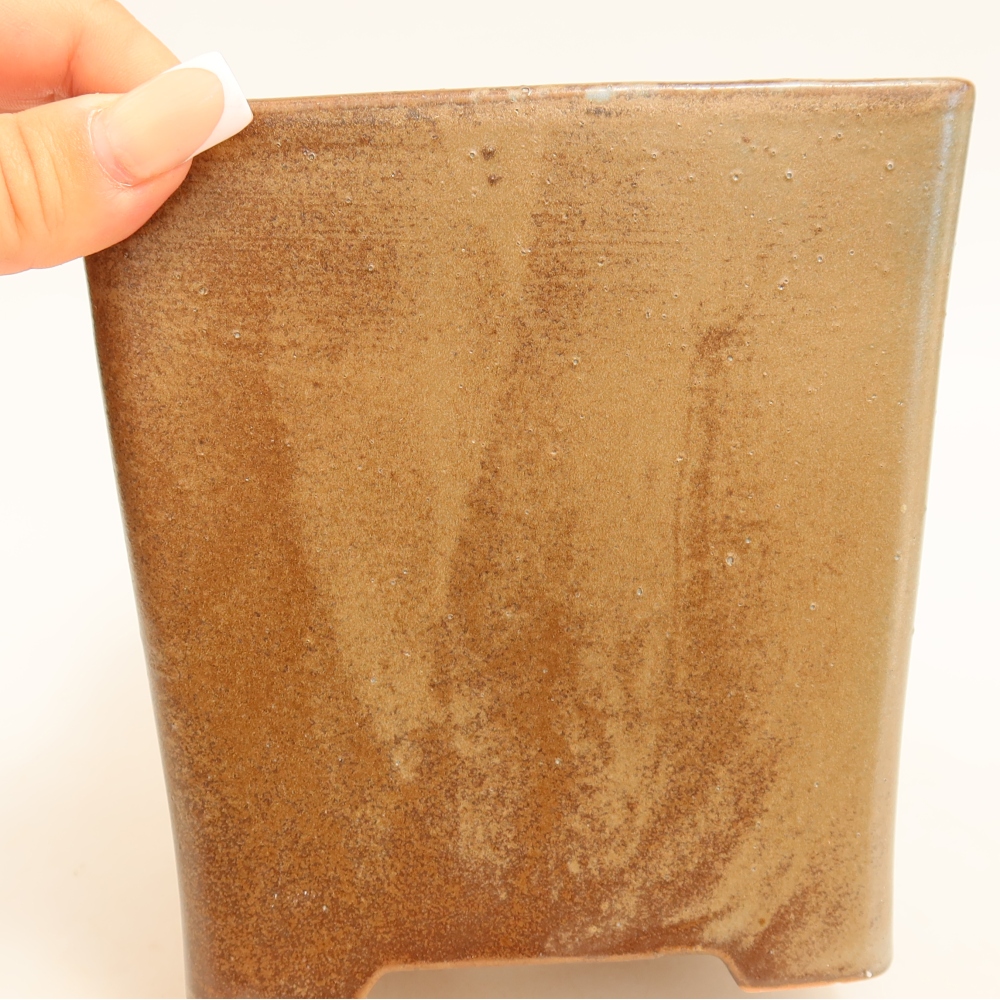 Ceramic bonsai bowl 13 x 13 x 13,5 cm, brown