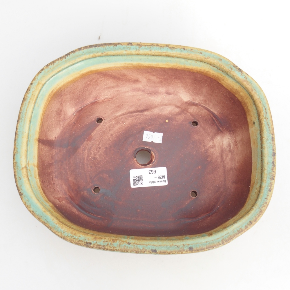 Ceramic bonsai bowl 25,5 x 21,5 x 8 cm, green