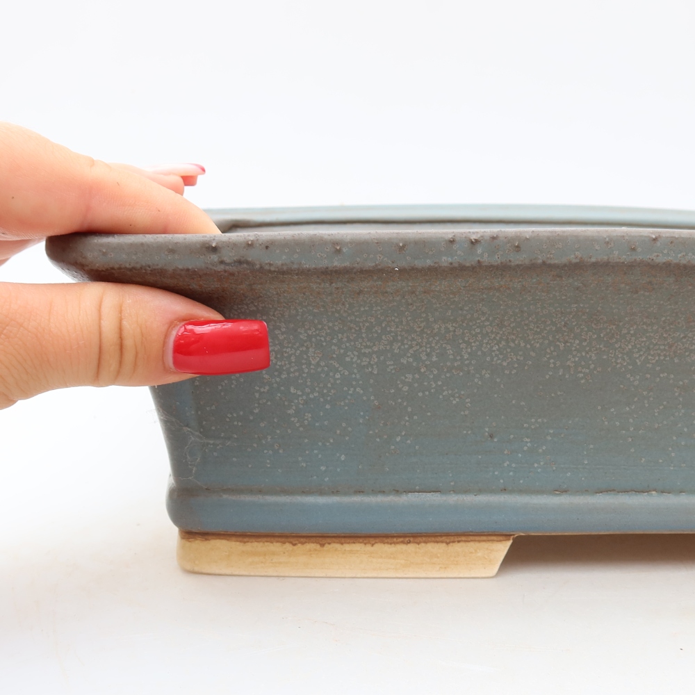 Ceramic bonsai pot, 29.5 x 24 x 8 cm, blue