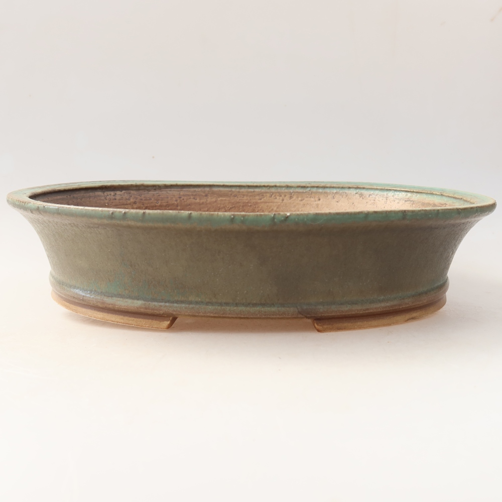 Ceramic bonsai pot, 27 x 24 x 5.5 cm, green