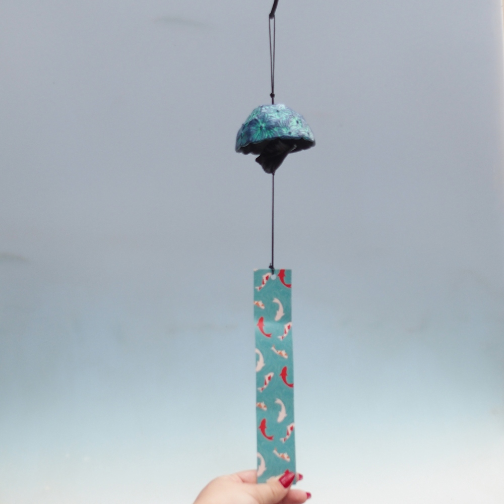 Metal wind chime, blue-green