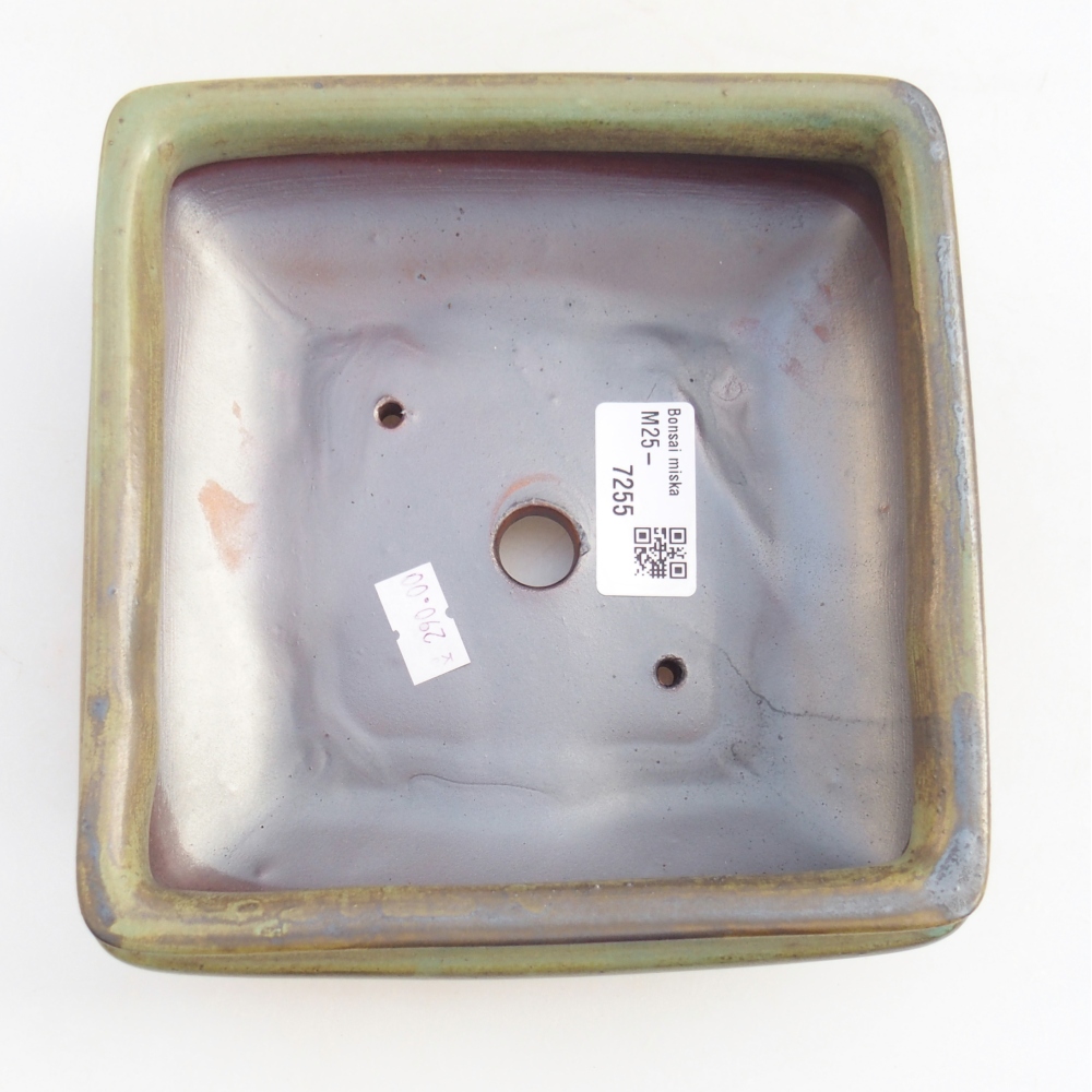 Ceramic bonsai bowl 15,5 x 15,5 x 6 cm, green