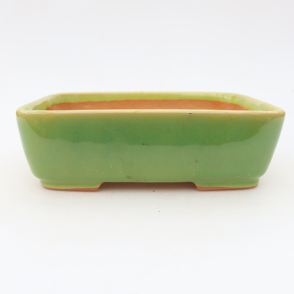 Ceramic bonsai pot, 15 x 12.5 x 4.5 cm, green