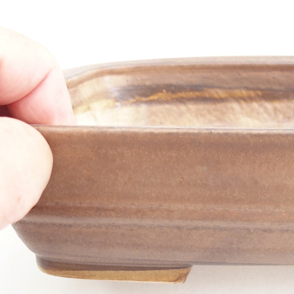 Ceramic bonsai bowl 21,5 x 17,5 x 5,5 cm, brown
