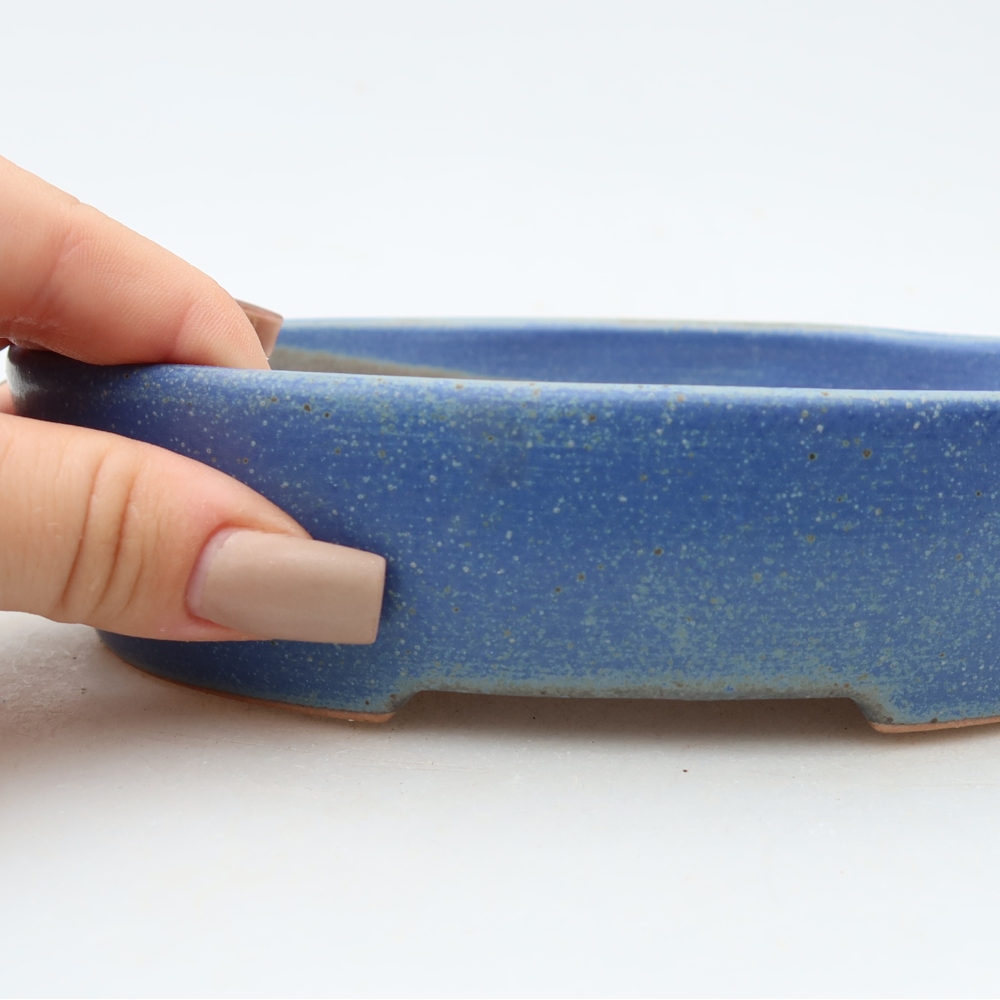 Ceramic bonsai pot, 17 x 14 x 4 cm, blue