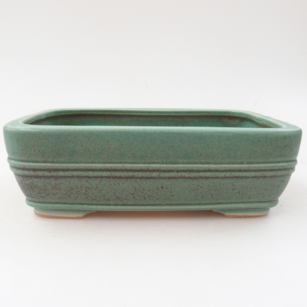 Ceramic bonsai bowl 17 x 12 x 5,5 cm, color green