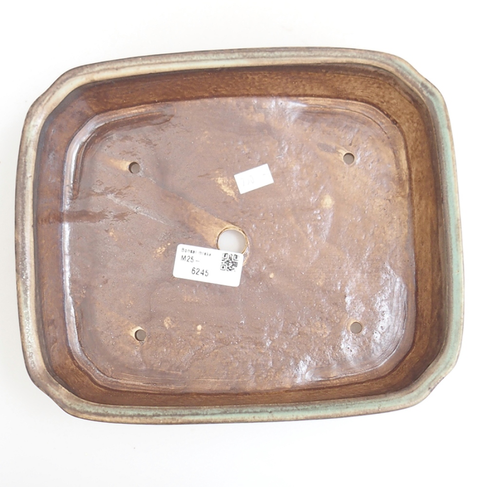 Ceramic bonsai bowl 24 x 20,5 x 6 cm, green