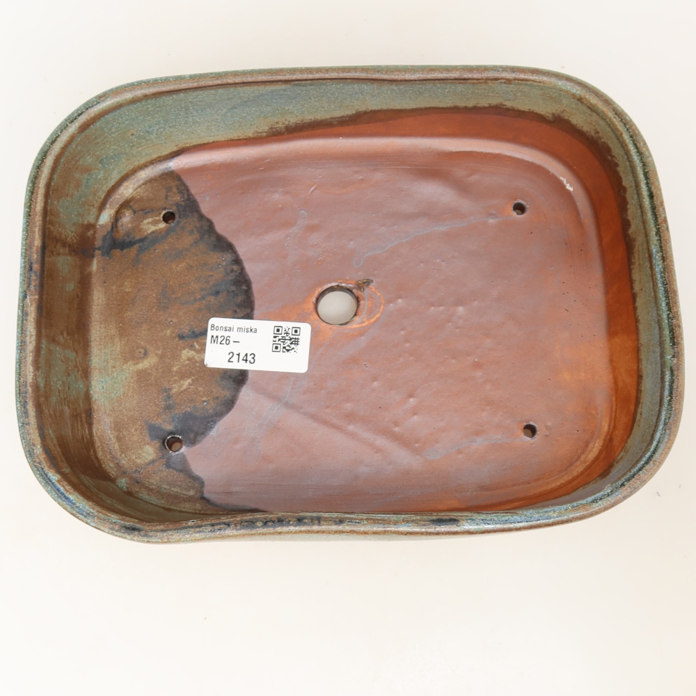 Ceramic bonsai pot, 23 x 18 x 5.5 cm, brown-green