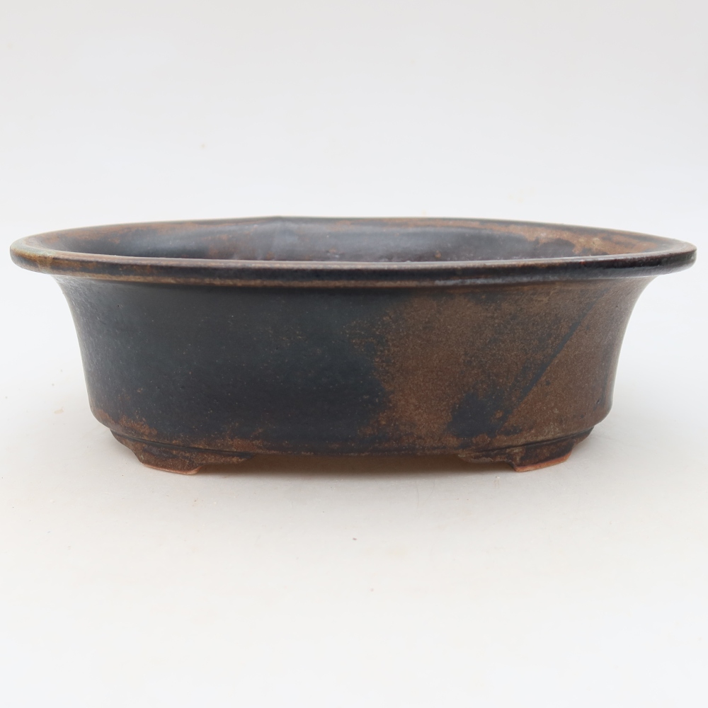Ceramic bonsai pot, 22.5 x 17.5 x 6.5 cm, brown