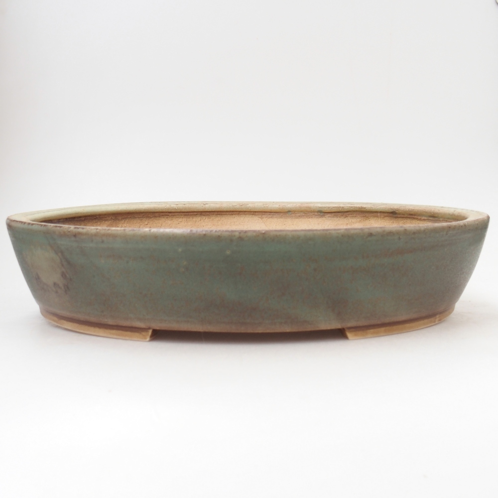 Ceramic bonsai bowl 31,5 x 27,5 x 6 cm, green