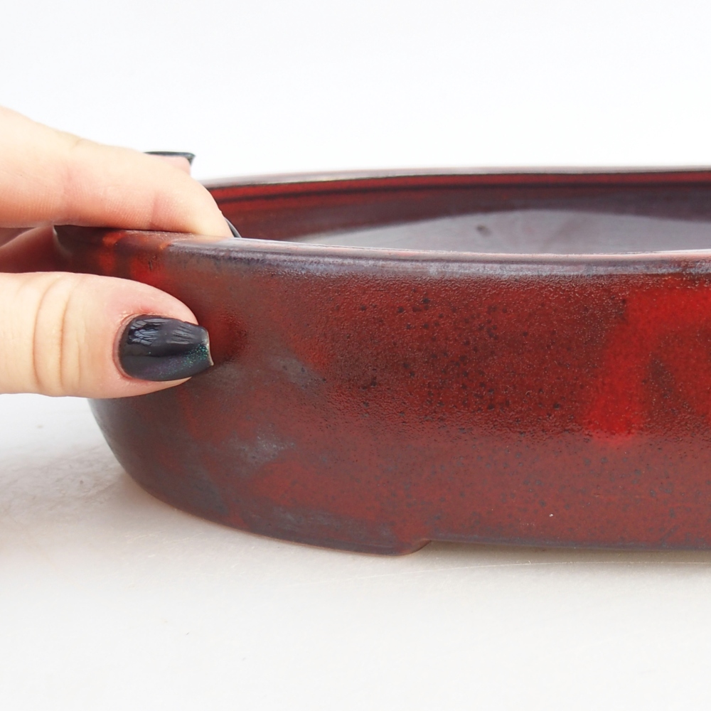 Ceramic bonsai bowl 27 x 21 x 5,5 cm, colour red