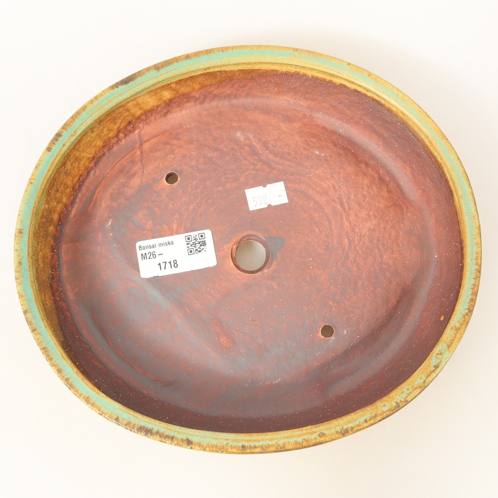 Ceramic bonsai bowl 22,5 x 20 x 4,5 cm, green
