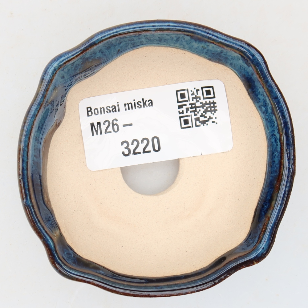 Ceramic bonsai pot, 6.5 x 6.5 x 2.5 cm, blue