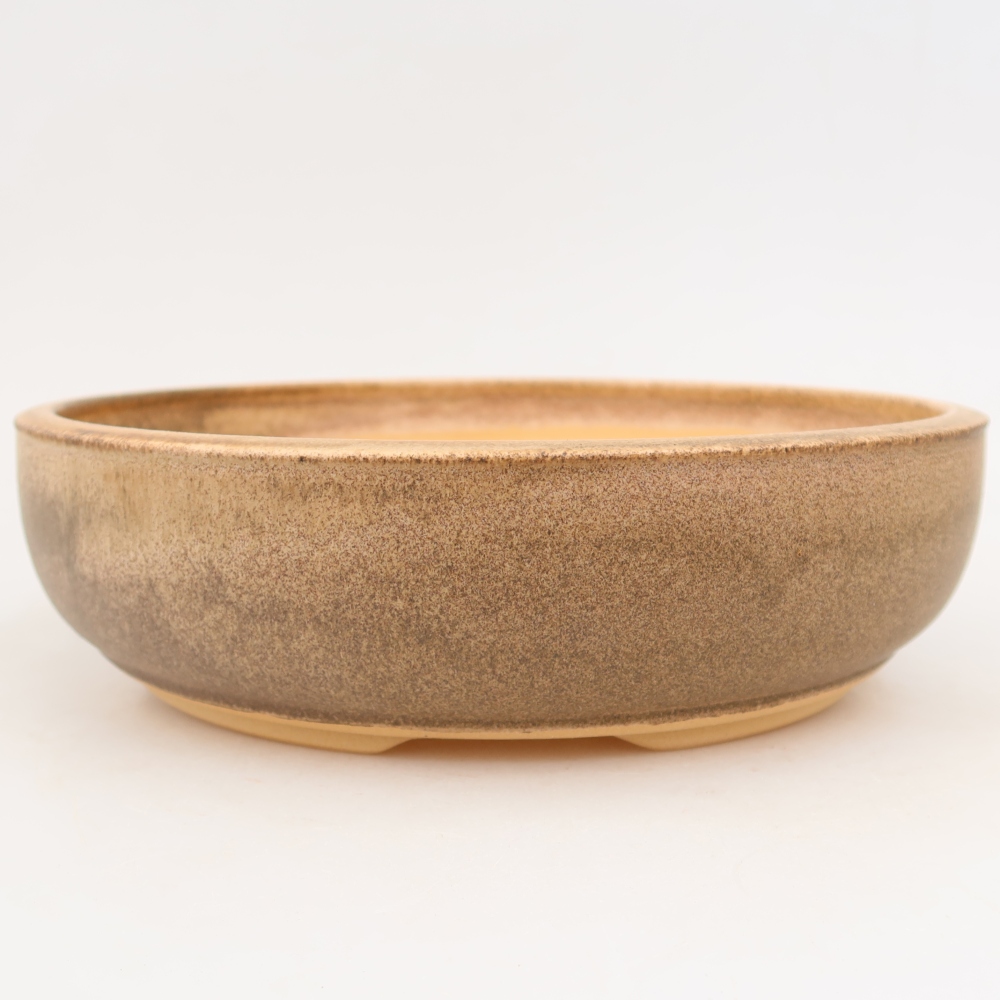 Ceramic bonsai pot, 26 x 26 x 7.5 cm, brown