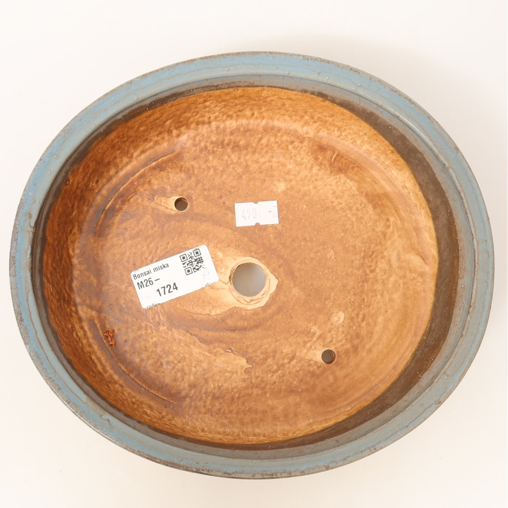 Ceramic bonsai pot, 21 x 19 x 5 cm, blue
