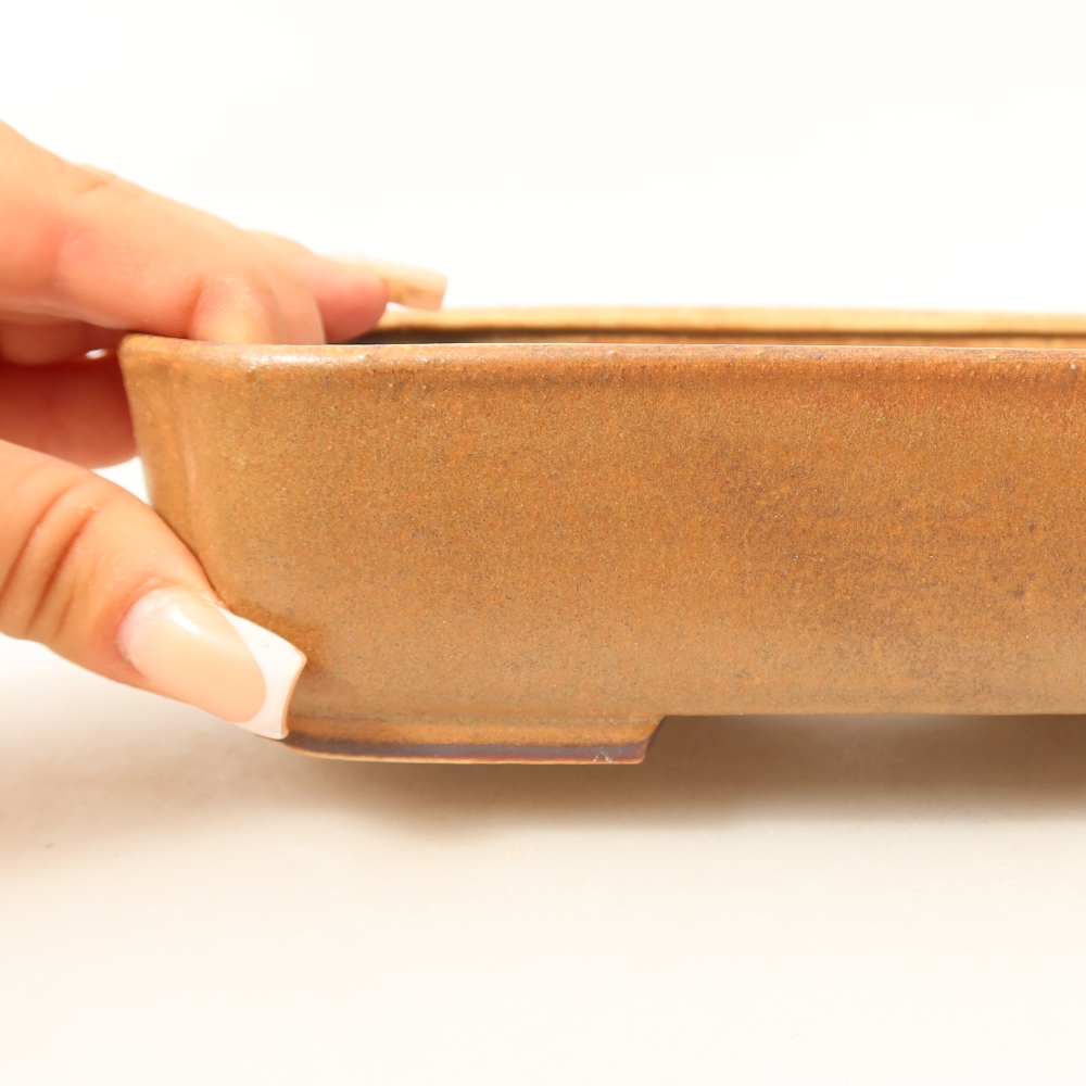 Ceramic bonsai pot, 17.5 x 14 x 5 cm, brown