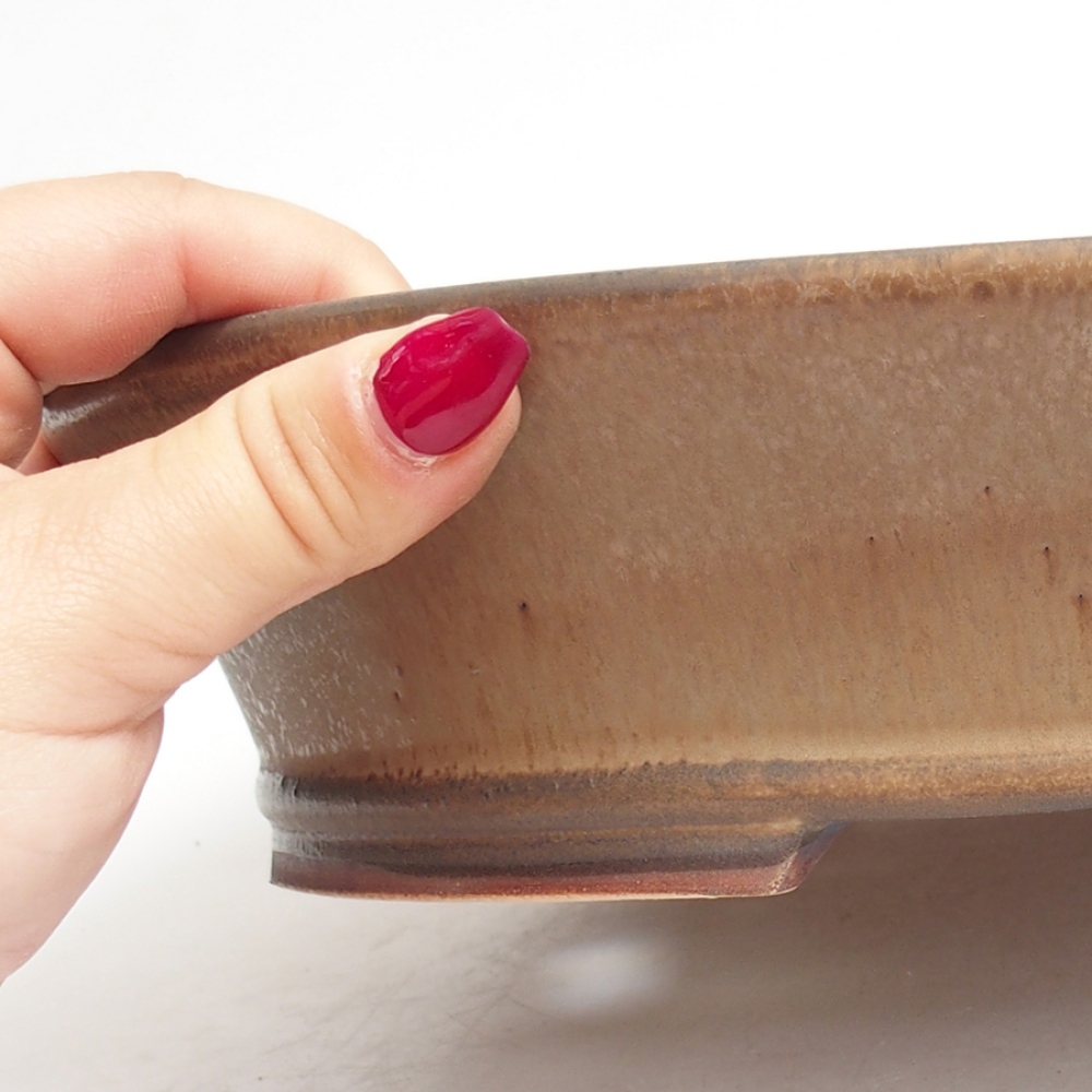 Ceramic bonsai bowl  27,5 x 24,5 x 6  cm, color  brown