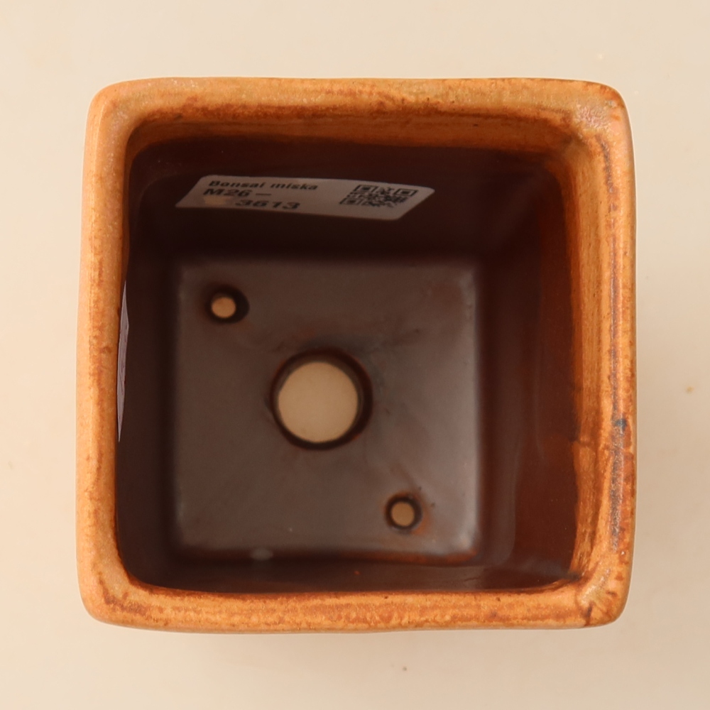 Ceramic bonsai pot, 7.5 x 7.5 x 10 cm, pink