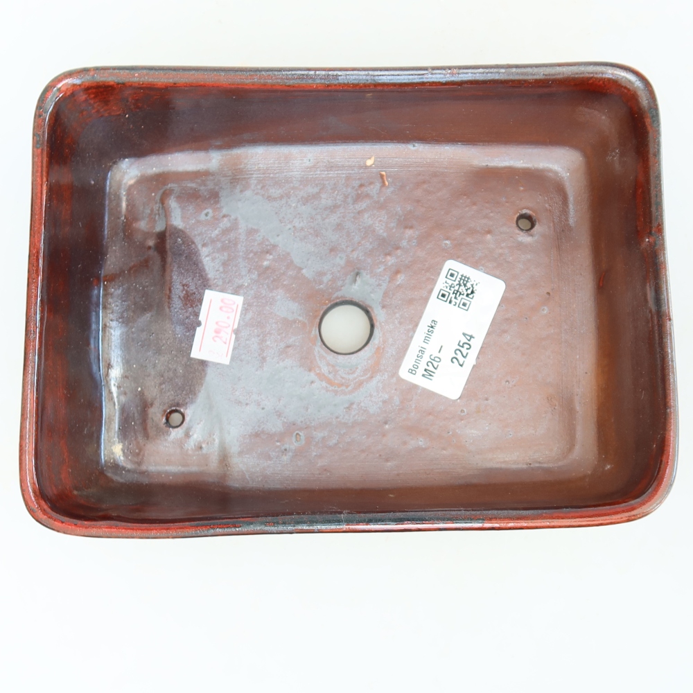 Ceramic bonsai pot, 18 x 13 x 5 cm, red