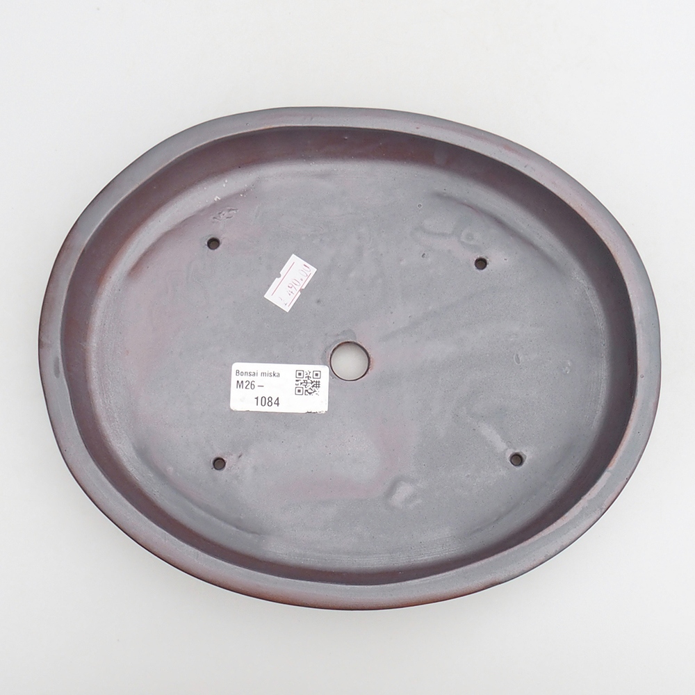 Ceramic bonsai bowl 24 x 19,5 x 4 cm, metal colour