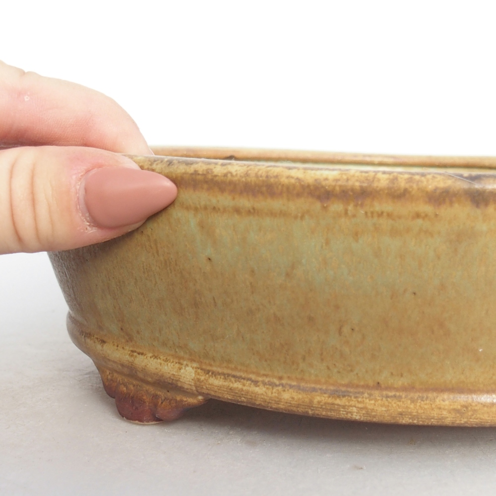 Ceramic bonsai bowl 21 x 21 x 6 cm, green