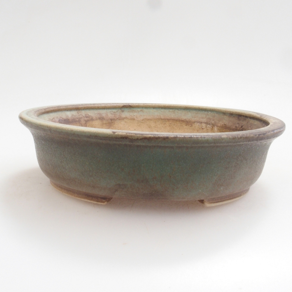 Ceramic bonsai bowl 15 x 14 x 4 cm, color green
