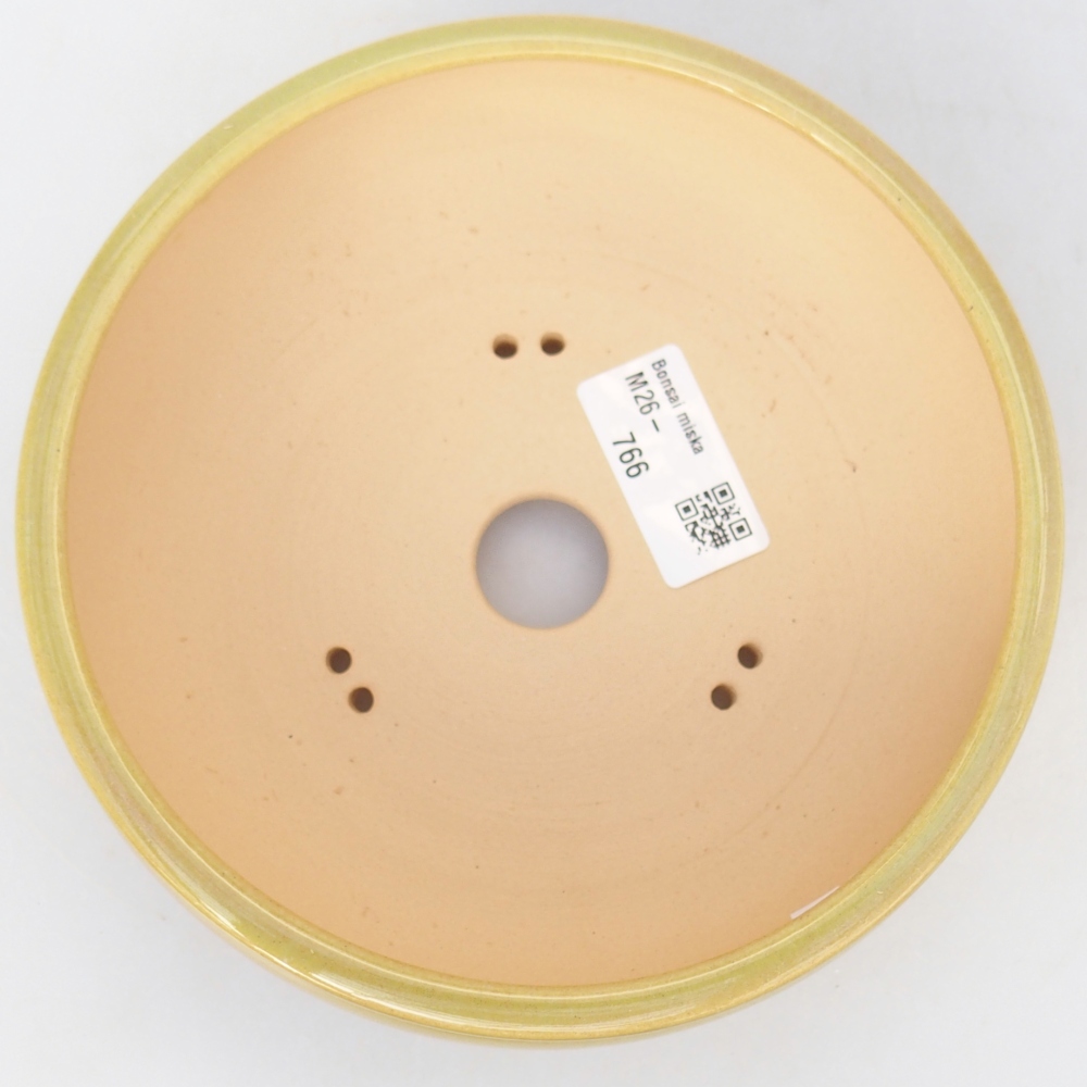 Ceramic bonsai bowl 15,5 x 15,5 x 5,5 cm, yellow-green