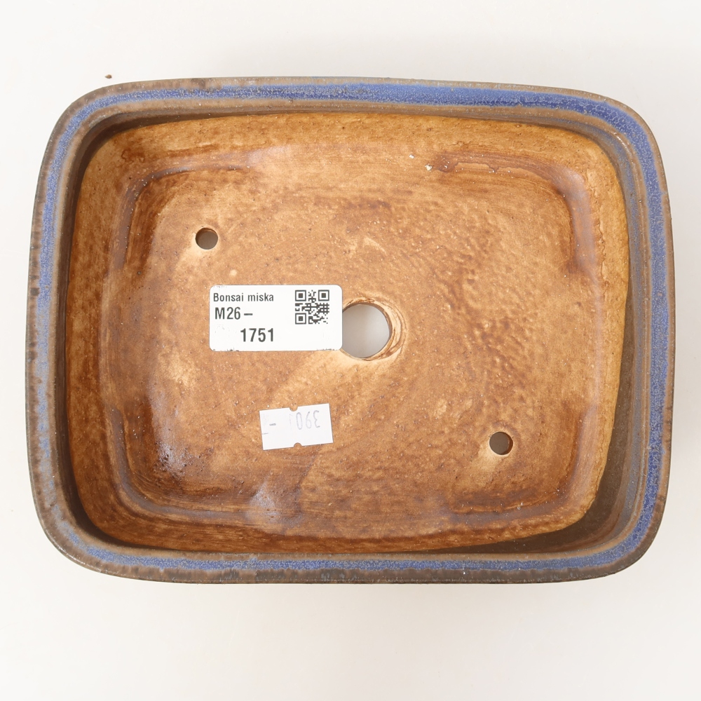 Ceramic bonsai pot, 17.5 x 13.5 x 4.5 cm, blue