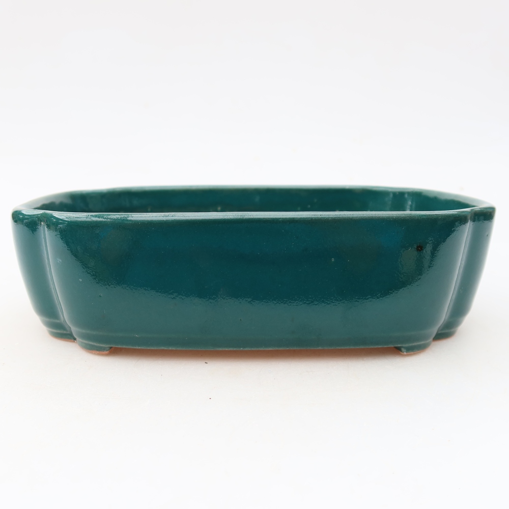 Ceramic bonsai pot, 18.5 x 13 x 5 cm, green