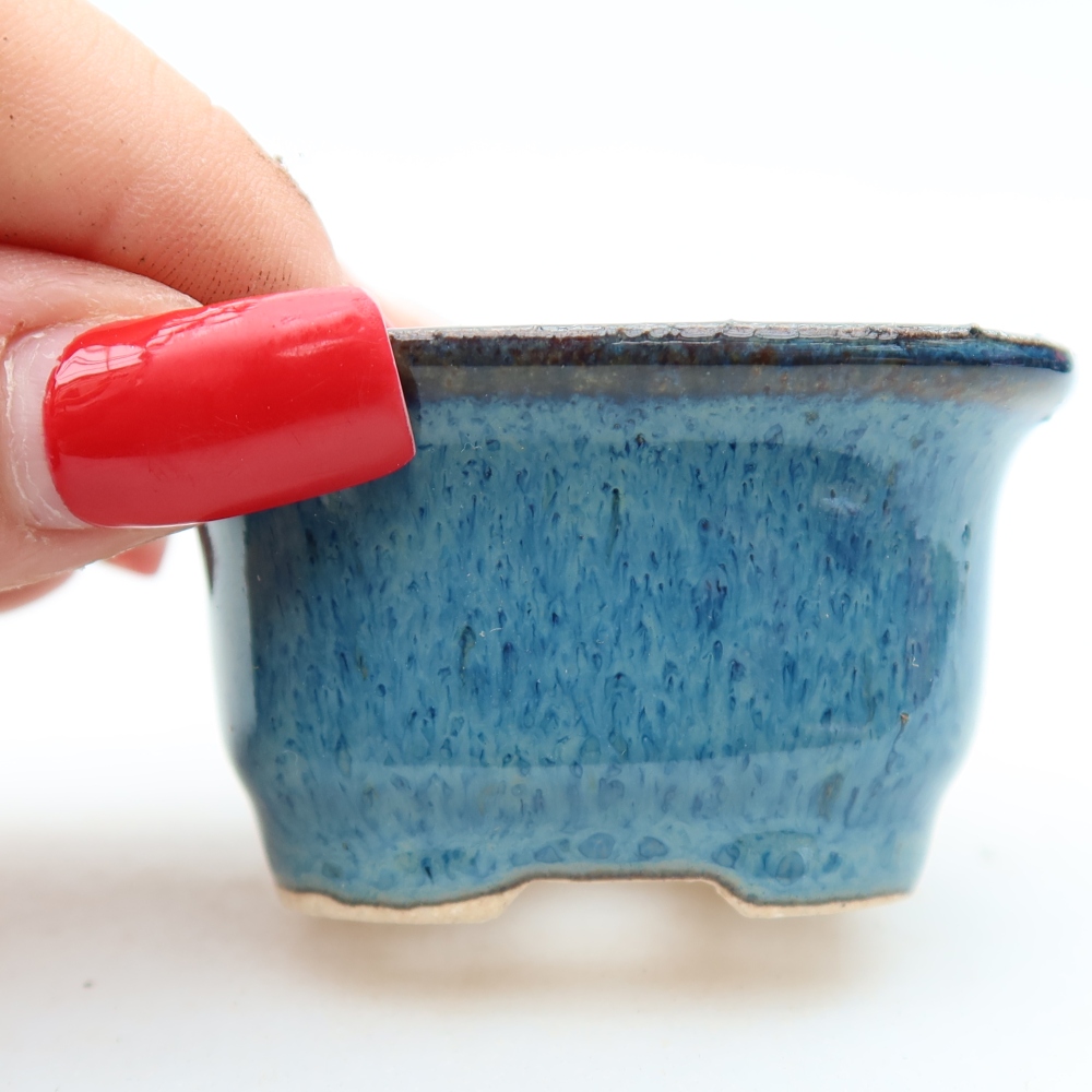 Ceramic bonsai pot, 6 x 5 x 3.5 cm, blue