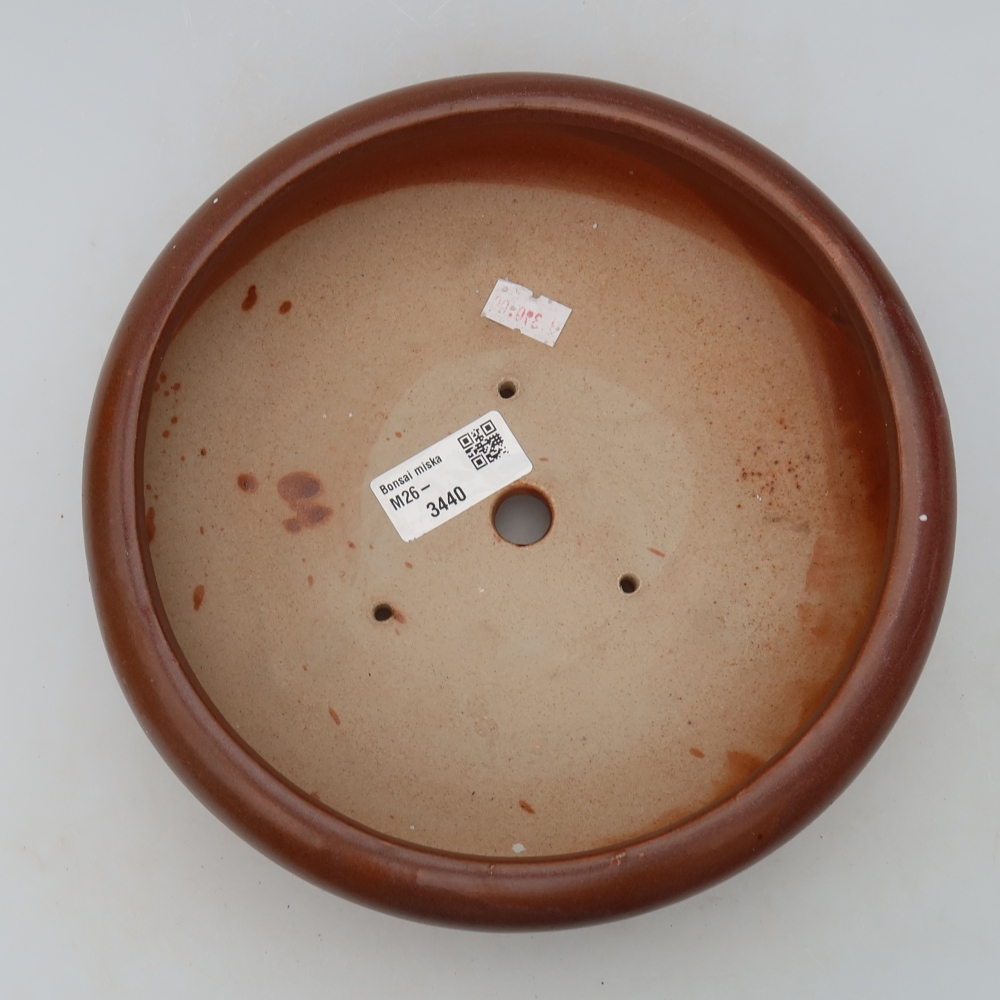 Ceramic bonsai pot, 20 x 20 x 7.5 cm, burgundy