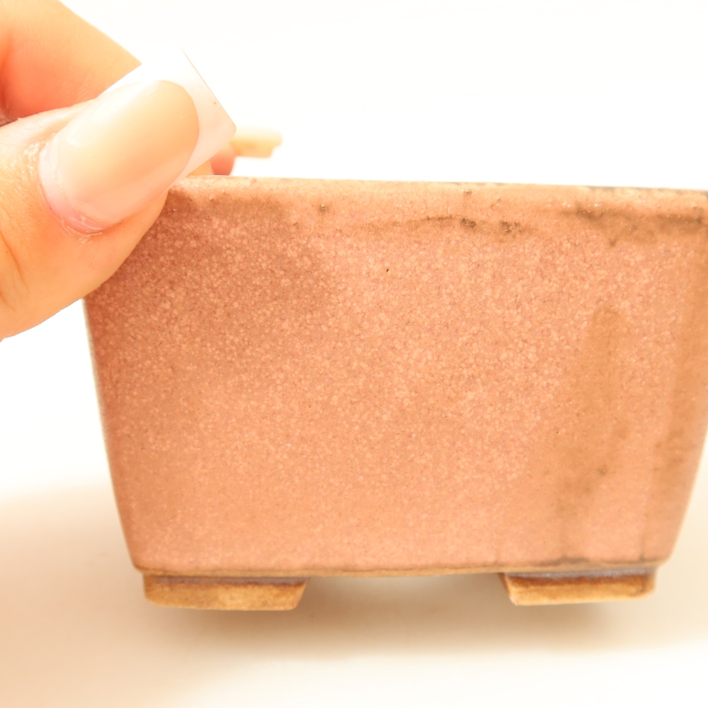 Ceramic bonsai pot, 8.5 x 8.5 x 5.5 cm, pink