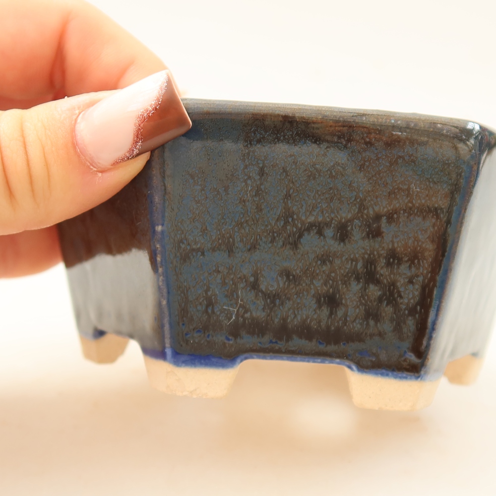 Ceramic bonsai pot, 10 x 9 x 5 cm, blue