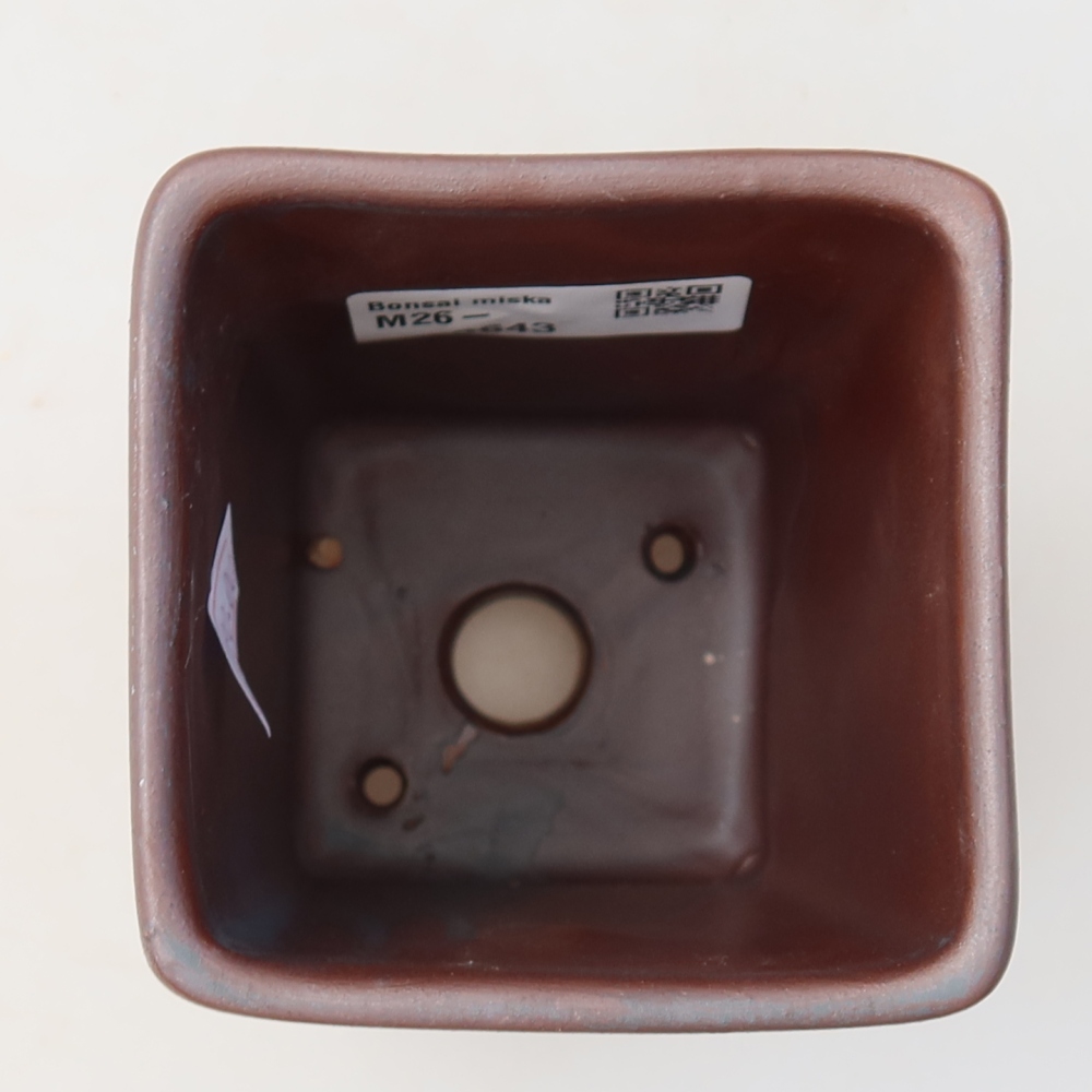 Ceramic bonsai pot, 7.5 x 7.5 x 10.5 cm, metallic color