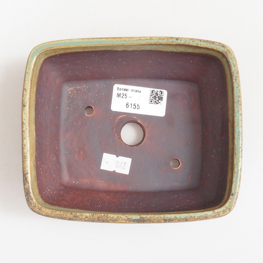 Ceramic bonsai bowl 14 x 12 x 5 cm, color green
