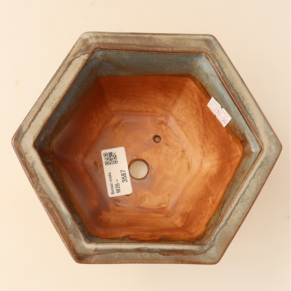 Ceramic bonsai bowl 18,5 x 16,5 x 9 cm, brown