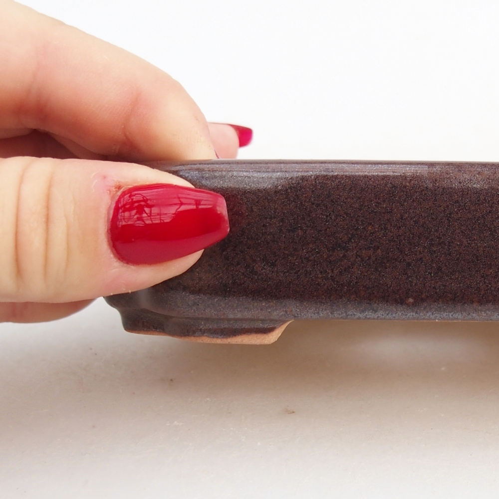 Ceramic bonsai bowl 12,5 x 9 x 3 cm, brown