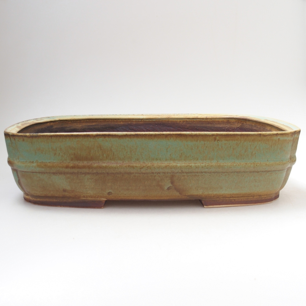 Ceramic bonsai bowl 29 x 25 x 7 cm, green