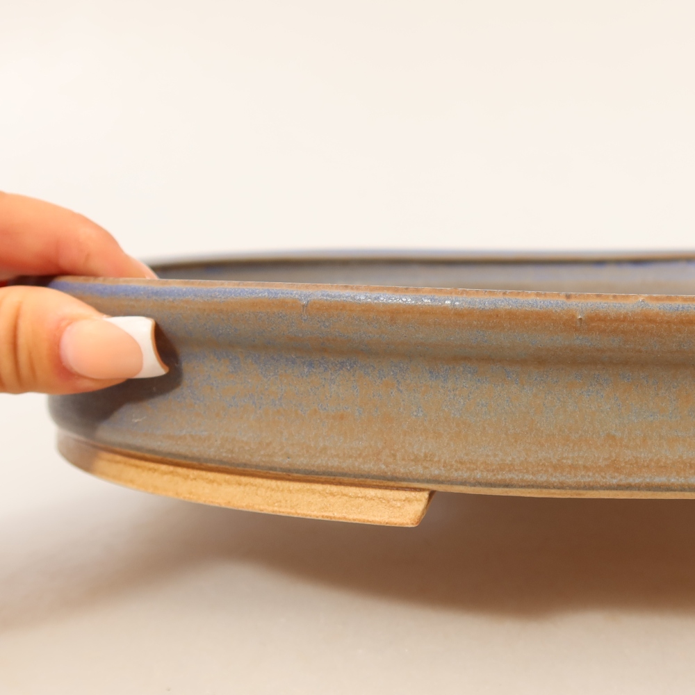 Ceramic bonsai pot, 30.5 x 26.5 x 4 cm, blue
