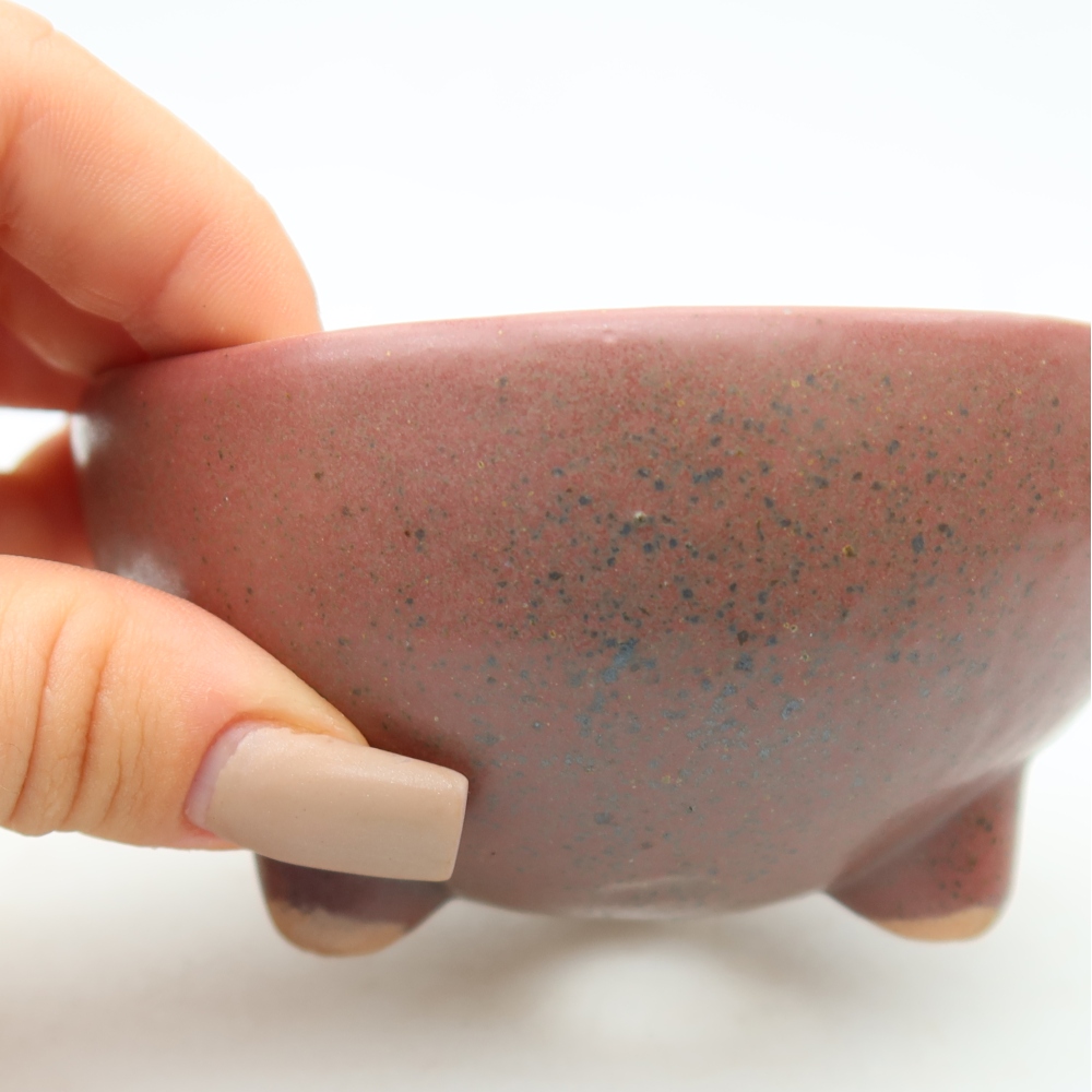 Ceramic bonsai pot, 10 x 10 x 5 cm, pink