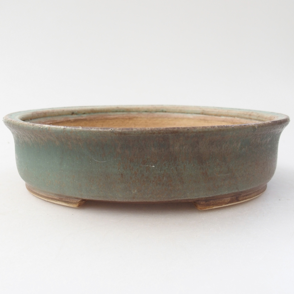 Ceramic bonsai bowl 17,5 x 16 x 4,5 cm, green