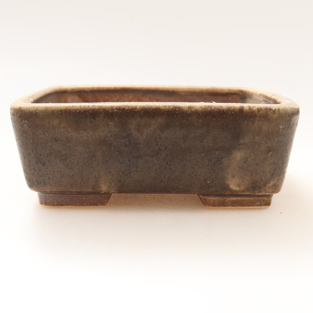 Ceramic bonsai pot, 10 x 8 x 3.5 cm, brown